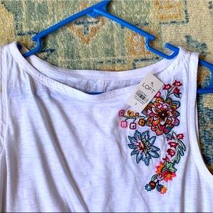 LOFT | Floral Embroidered Vintage Soft Shell Tank
